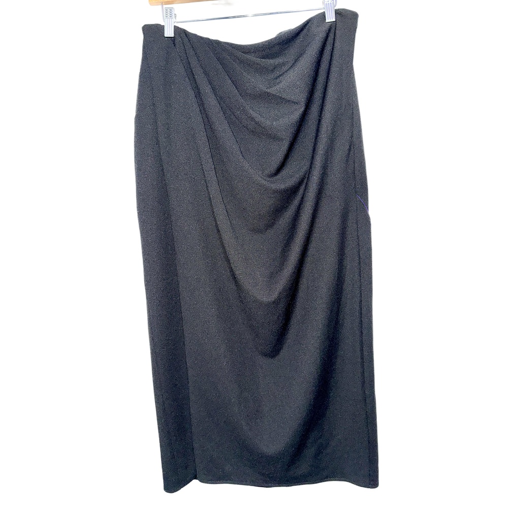 Abercrombie & Fitch Black Drape Front Pencil Skirt Midi Skirt Womens Size Large